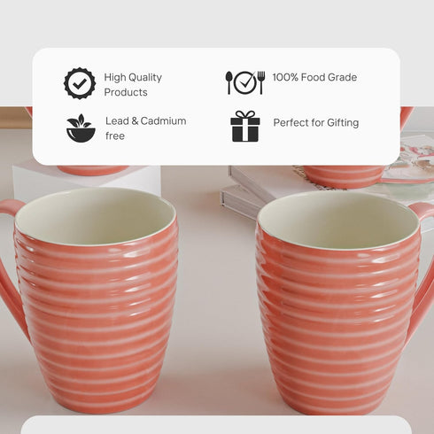 Spiral Pink Ceramic Coffee Mug Set of 2 - The Earth Store - Mug Set